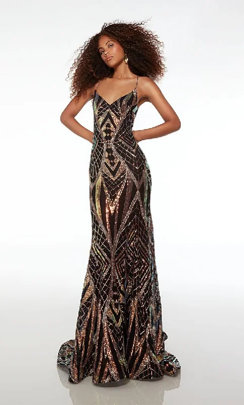 Mini Women Dress with a Short Hem for a Young and Trendy StyleAlyce Paris V-Neck Sequin Prom Dress 61698