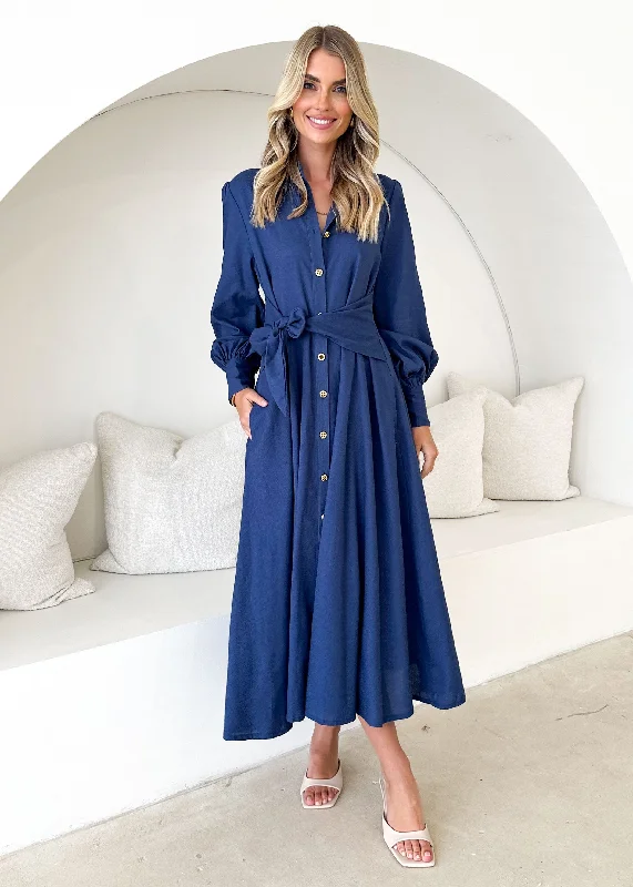 Empire Waist Women Dress to Accentuate the Bust and Conceal the WaistAspen Maxi Dress - Navy