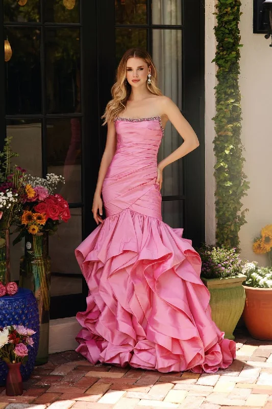 Mini Women Dress with a Short Hem for a Young and Trendy StyleAva Presley Ruffle Mermaid Prom Dress 40068