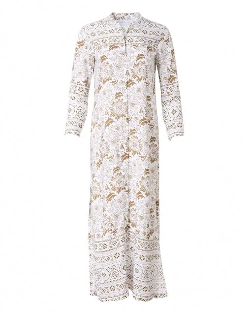 Mini Women Dress with a Short Hem for a Young and Trendy StyleBeige Floral Print Duster Dress