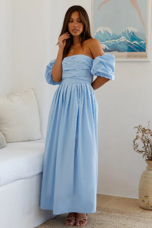 Ball Gown Women Dress with a Full Skirt for a Princess - like LookBella Off Shoulder Maxi Dress Blue