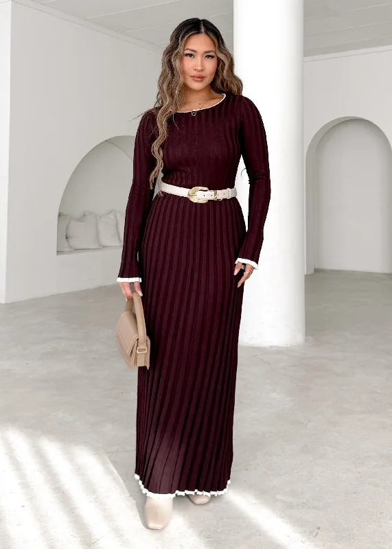 Backless Women Dress for a Sexy and Alluring Look at Evening EventsBellarose Knit Maxi Dress - Chocolate