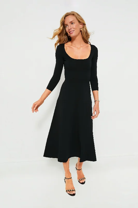 Pleated Women Dress with a Timeless and Elegant TextureBlack Douvres Dress