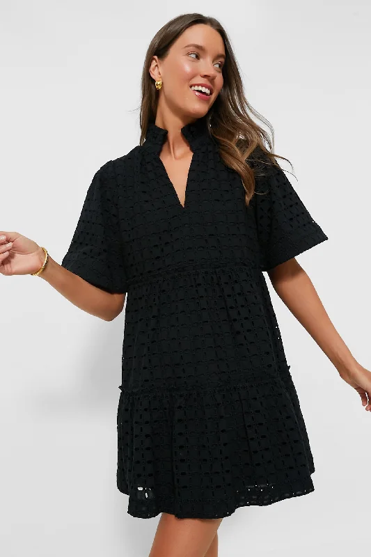 Lace - Embellished Women Dress for an Elegant and Sophisticated AppearanceBlack Eyelet Crawford Dress