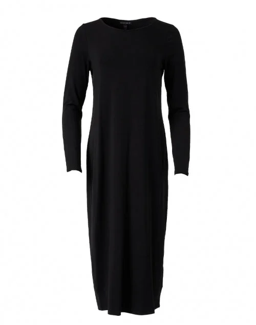 Strapless Women Dress with a Built - in Bra for Comfort and SupportBlack Stretch Jersey Dress