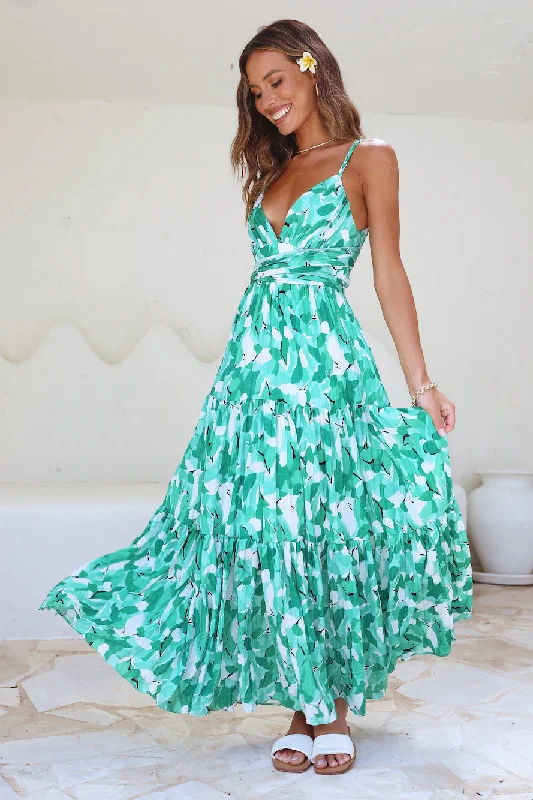 Sheath Women Dress with a Tailored Fit for a Professional LookBlissful Memories Maxi Dress Green