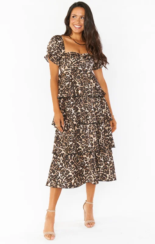 Halter Neck Women Dress to Show Off the Shoulders and NecklineCharleston Ruffle Midi Dress ~ Lovely Leopard