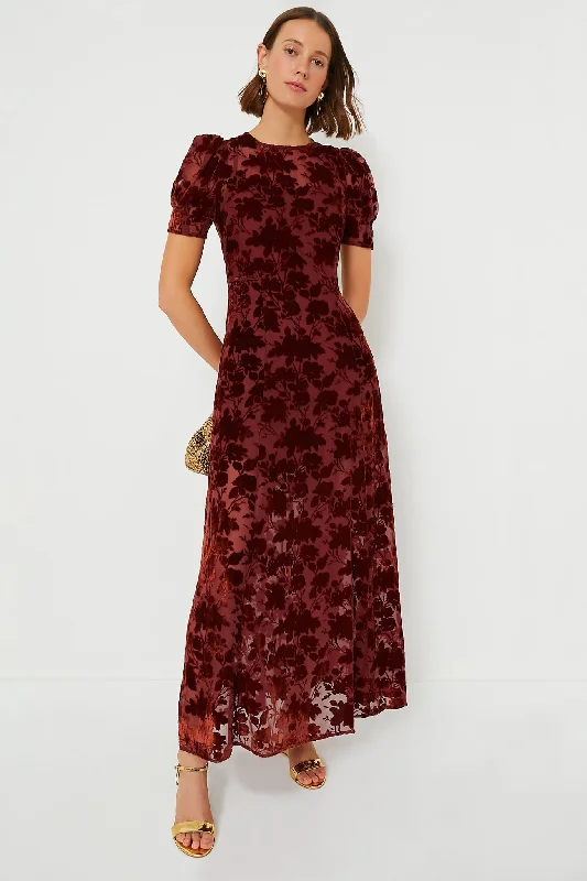 Mermaid - Style Women Dress with a Fitted Silhouette for Special OccasionsCopper Floral Ralph Velvet Dress