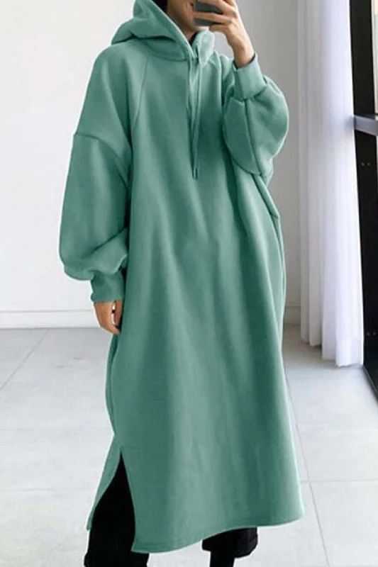 Empire Waist Women Dress to Accentuate the Bust and Conceal the WaistDrop Shoulder Hooded Sweatshirt Dress