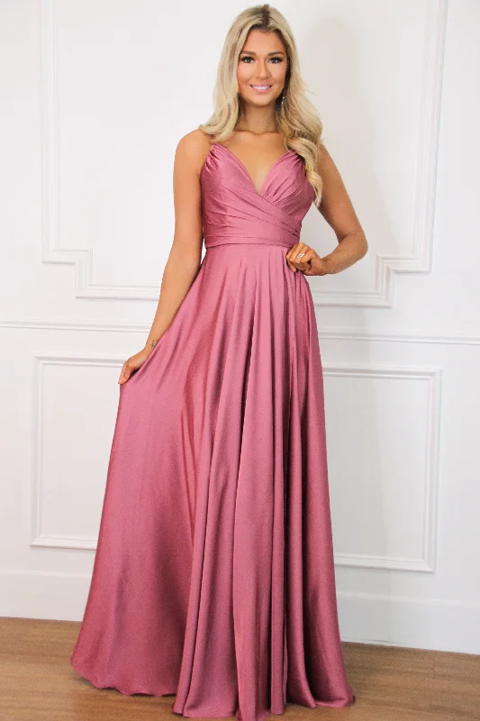 Halter Neck Women Dress to Show Off the Shoulders and NecklineElla Satin Slit Formal Dress: Rose