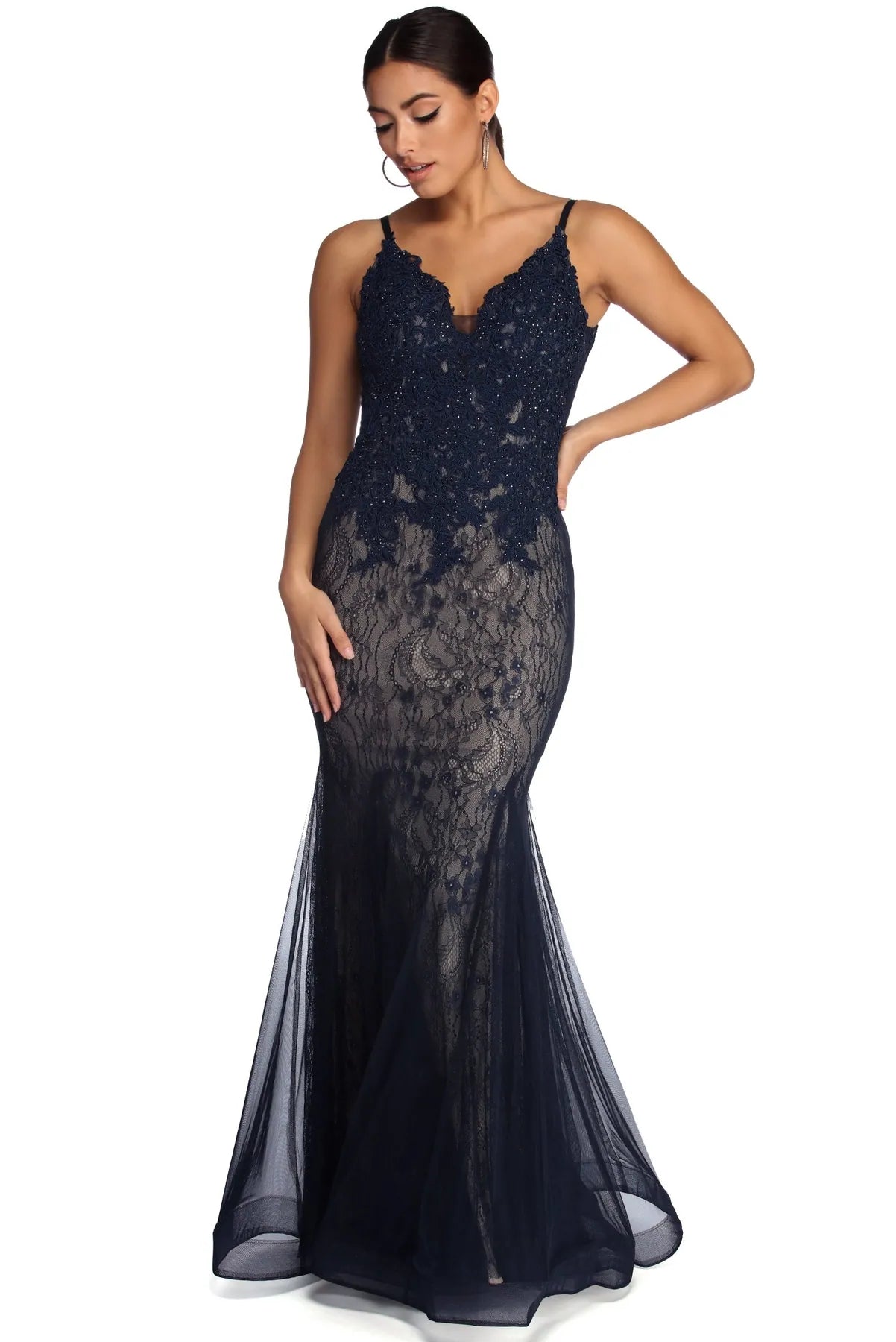 Backless Women Dress for a Sexy and Alluring Look at Evening EventsEmelia Formal Trumpet Lace Dress