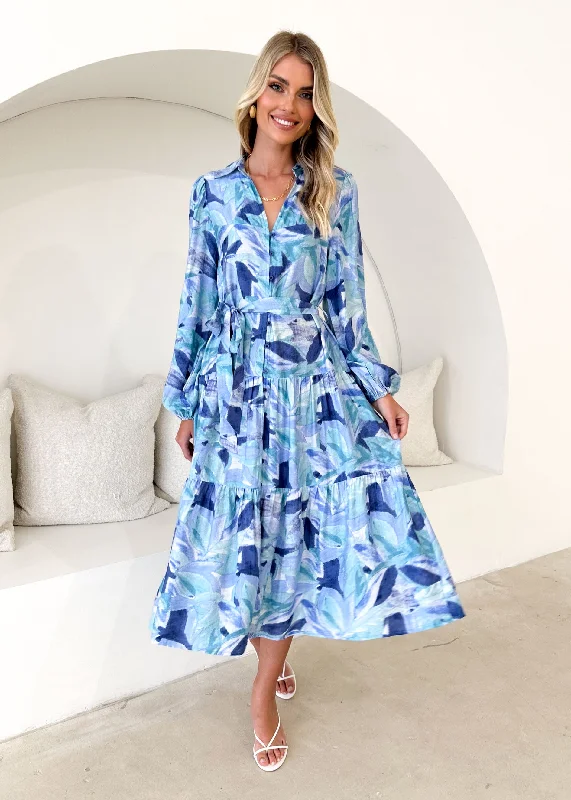 Mermaid - Style Women Dress with a Fitted Silhouette for Special OccasionsEviely Maxi Dress - Blue Leaf