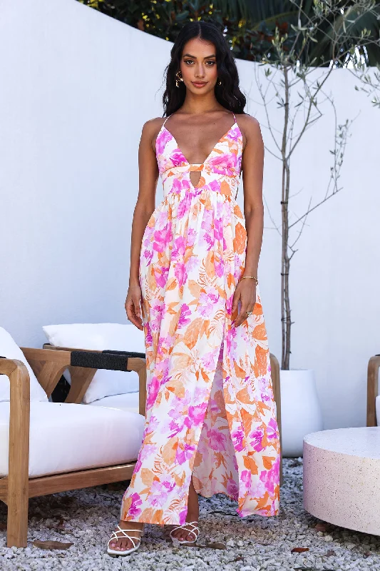 Maxi Women Dress with Floral Print for a Bohemian VibeHELLO MOLLY Fancy Resort Maxi Dress Orange