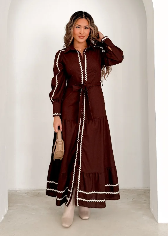 Plus Size Women Dress with a Flattering A - Line Cut for Comfort and StyleJordana Maxi Dress - Chocolate