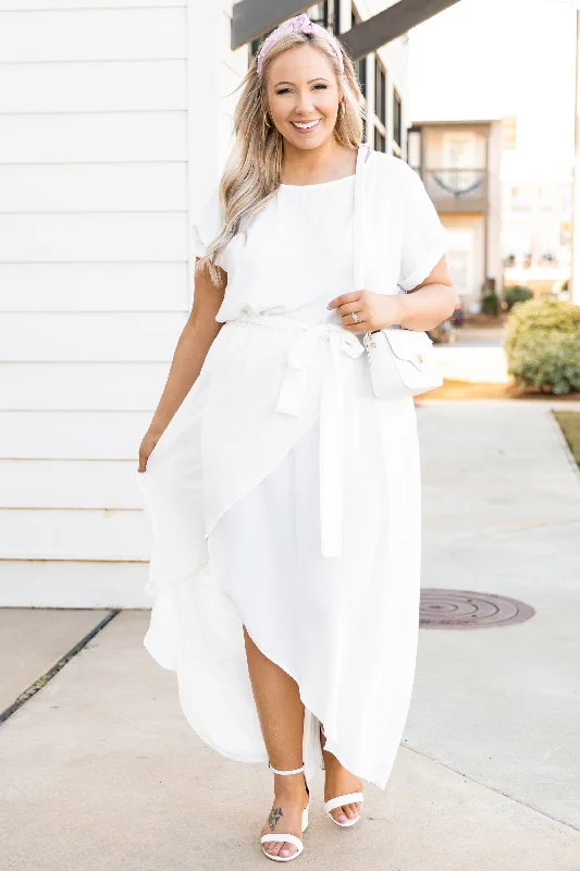 Off - the - Shoulder Women Dress for a Romantic and Feminine LookLeave 'Em Stunned Dress, Off White