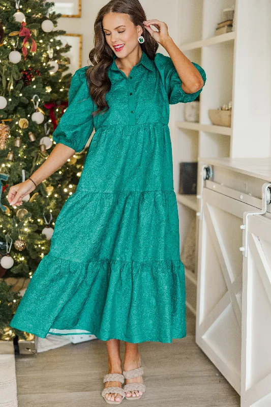 Wrap - Style Women Dress with Adjustable Fit for All Body TypesLove Found Emerald Textured Tiered Midi Dress