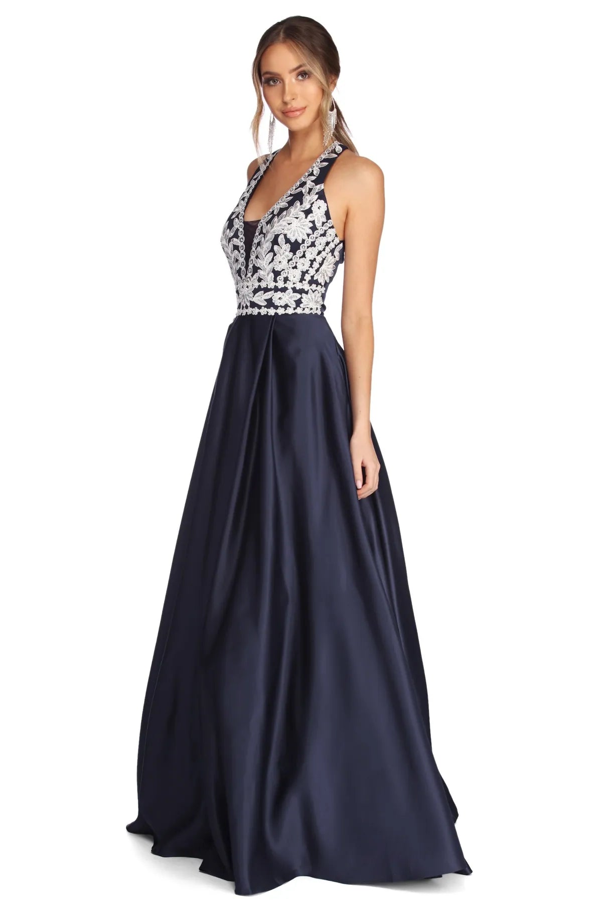 Ball Gown Women Dress with a Full Skirt for a Princess - like LookMaddie Formal Embellished Halter Ball Gown