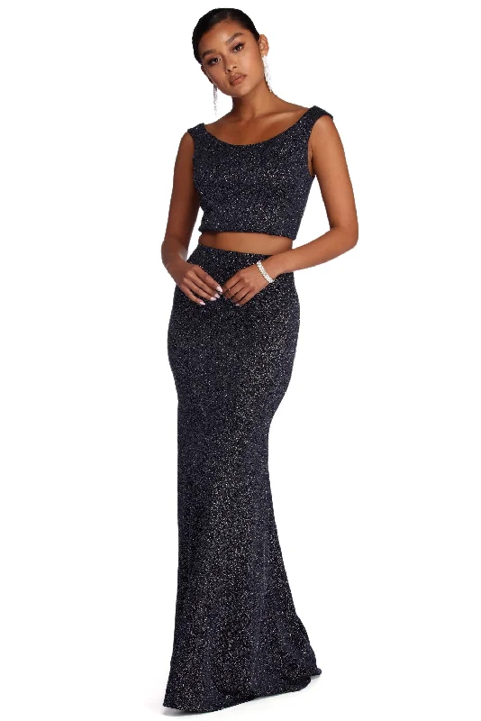 Sheath Women Dress with a Tailored Fit for a Professional LookMariah Glitter Two Piece Dress