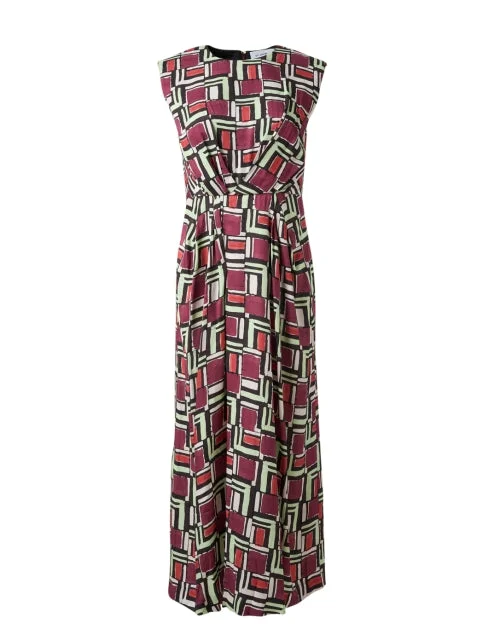 Ruffled Women Dress with Multiple Layers for a Playful and Girly StyleMulti Geometric Print Dress