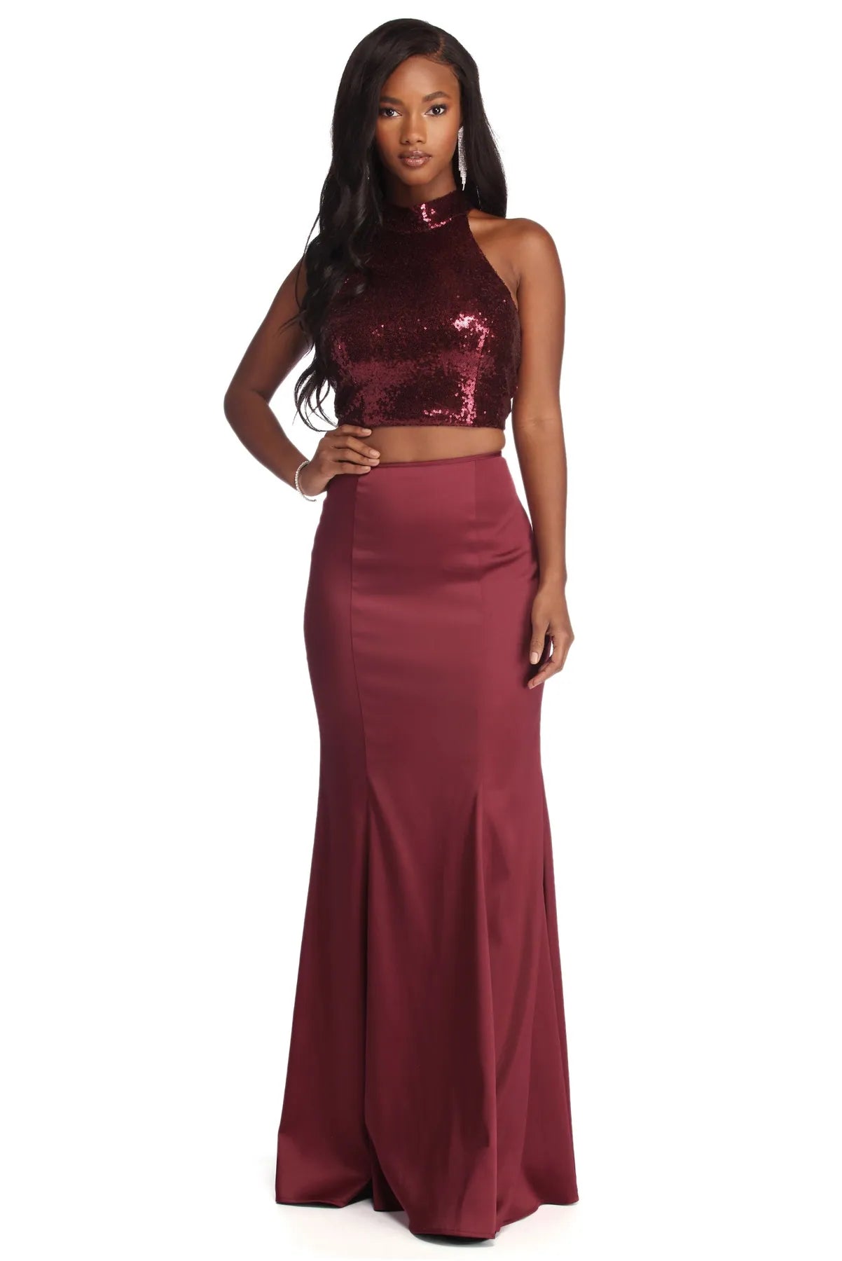 Lace - Embellished Women Dress for an Elegant and Sophisticated AppearanceOphelia Formal Sequin Two Piece Dress