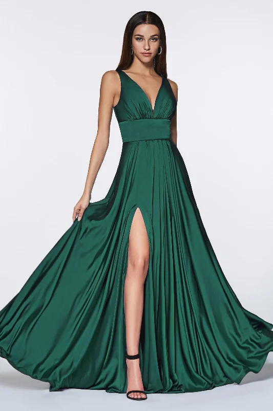 Wrap - Style Women Dress with Adjustable Fit for All Body TypesCinderella Divine CD7469 Prom Long High Slit Dress