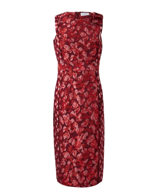 Plus Size Women Dress with a Flattering A - Line Cut for Comfort and StyleRed Multi Jacquard Dress