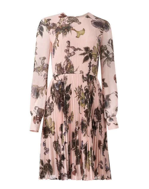 Shift Women Dress with a Simple and Classic Design for Everyday WearPink Print Pleated Dress