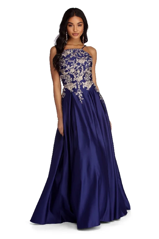 Lace - Embellished Women Dress for an Elegant and Sophisticated AppearanceRyleigh Floral Satin Ball Gown