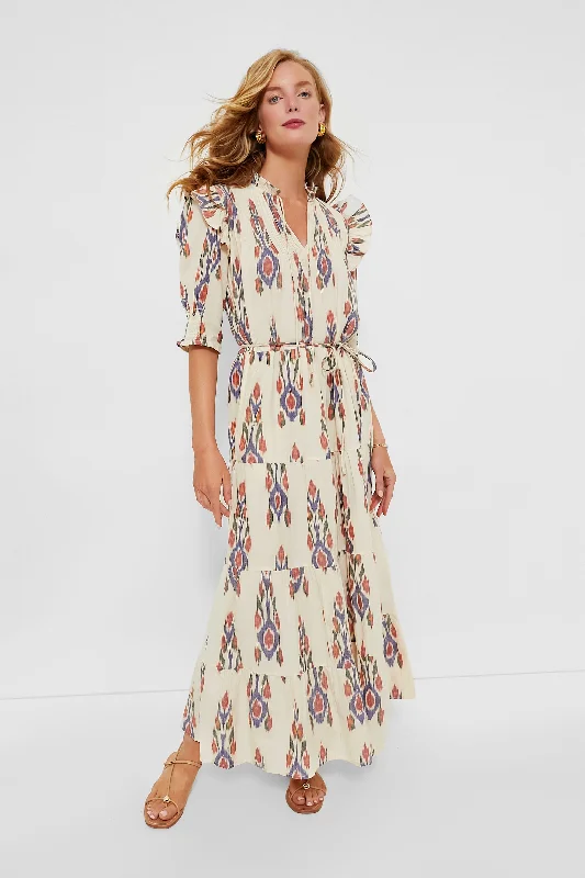 Printed Abstract Women Dress for a Modern and Artistic AppealSanford Cream Cinched Pintuck Maxi Dress