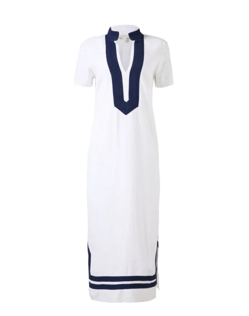 Lace - Embellished Women Dress for an Elegant and Sophisticated AppearanceWhite and Navy Tunic Dress