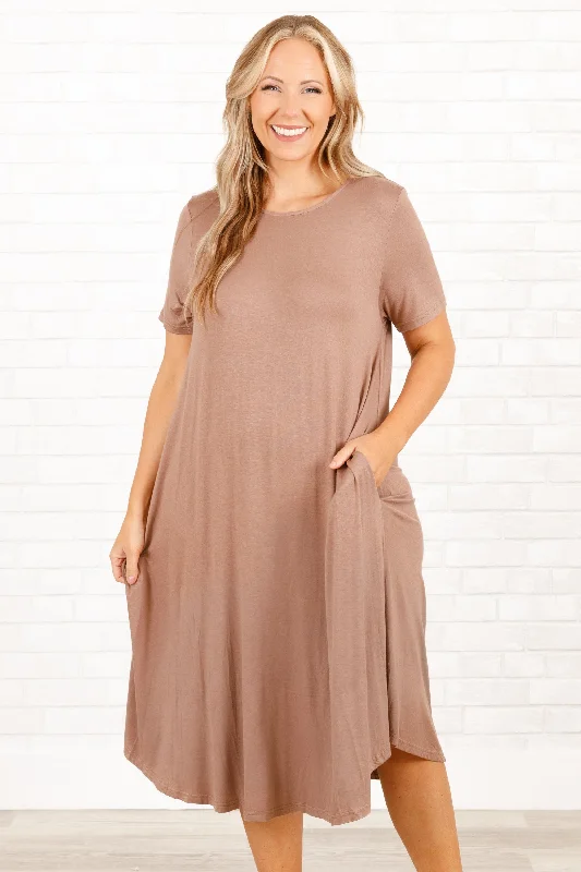 Mini Women Dress with a Short Hem for a Young and Trendy StyleSomebody Like You Dress, Mocha