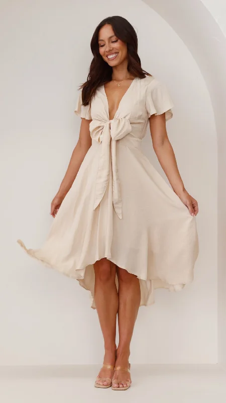 Off - the - Shoulder Women Dress for a Romantic and Feminine LookSunny Daze Dress - Champagne