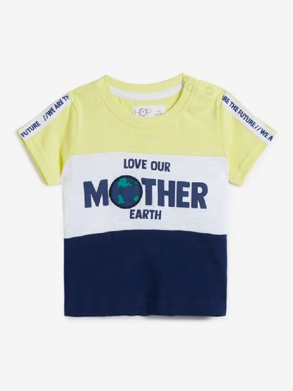 Baby HOP Navy Colour-Blocked Cotton T-Shirt