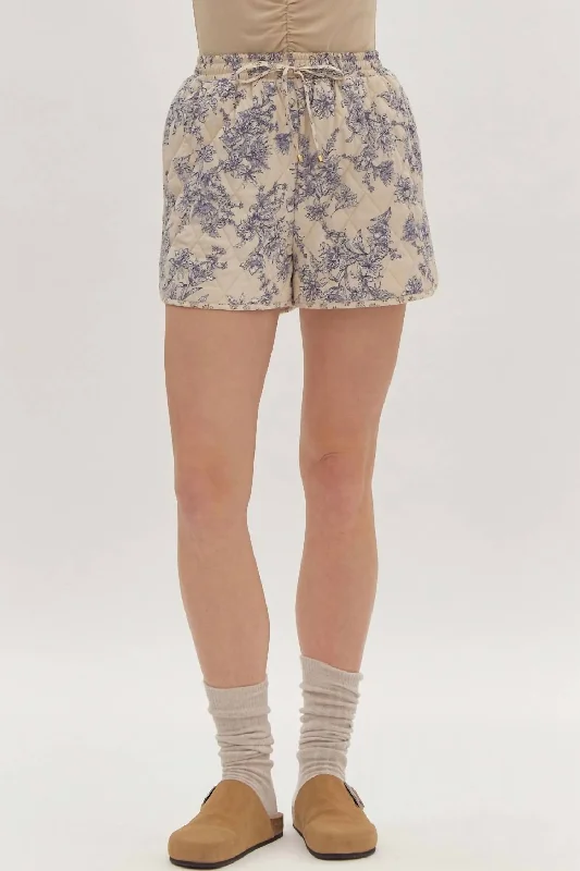 Floral Quilted Short In Ecru