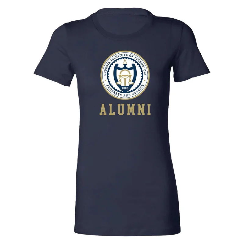 Sequined Women T Shirt for a Sparkly Night OutLadies Georgia Tech Yellow Jackets Alumni Seal Navy Short Sleeve