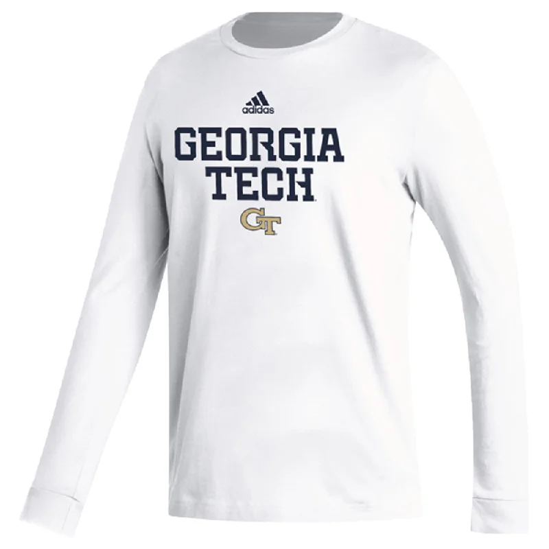 Crew Neck Women T Shirt with a Timeless DesignGeorgia Tech Yellow Jackets Adidas Fresh White GT Long Sleeve T-Shirt