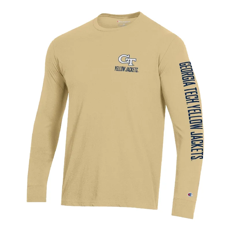 V - Neck Women T Shirt to Enhance the NecklineGeorgia Tech Yellow Jackets Triple Hit Long Sleeve Gold T-Shirt