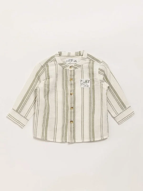 HOP Baby Green Striped Shirt