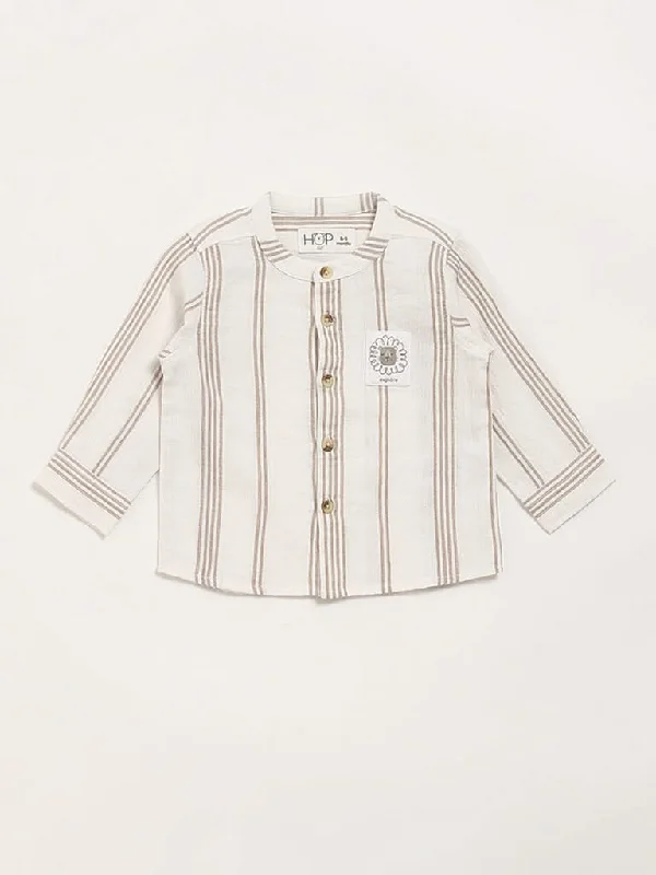 HOP Baby Off-White Striped Shirt