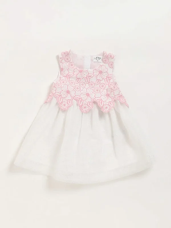 HOP Baby White Floral Glittery Dress