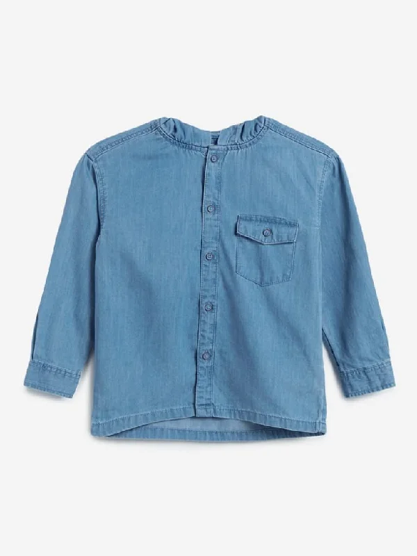 HOP Kids Blue Chambray Hooded Shirt