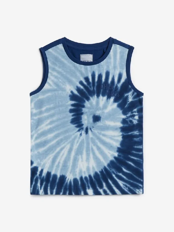 HOP Kids Blue Tie-Dye Print Tank T-Shirt