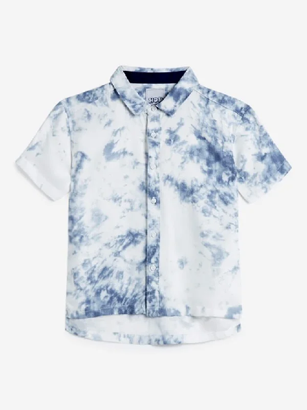 HOP Kids Light Blue Tie-Dye Print Shirt