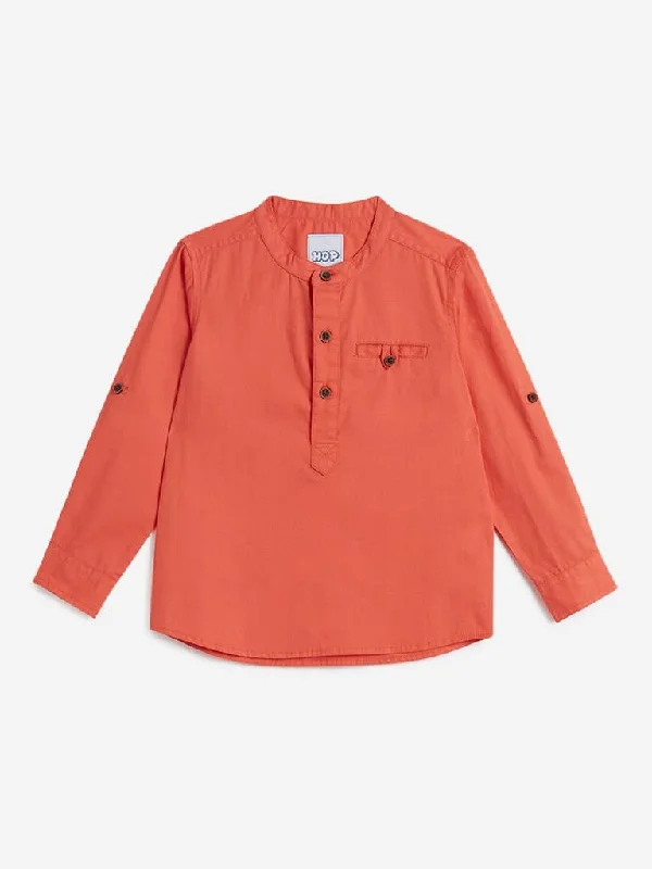 HOP Kids Orange Pure-Cotton Shirt