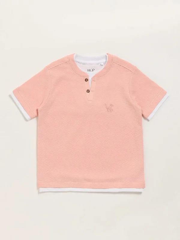 HOP Kids Pink Henley T-Shirt