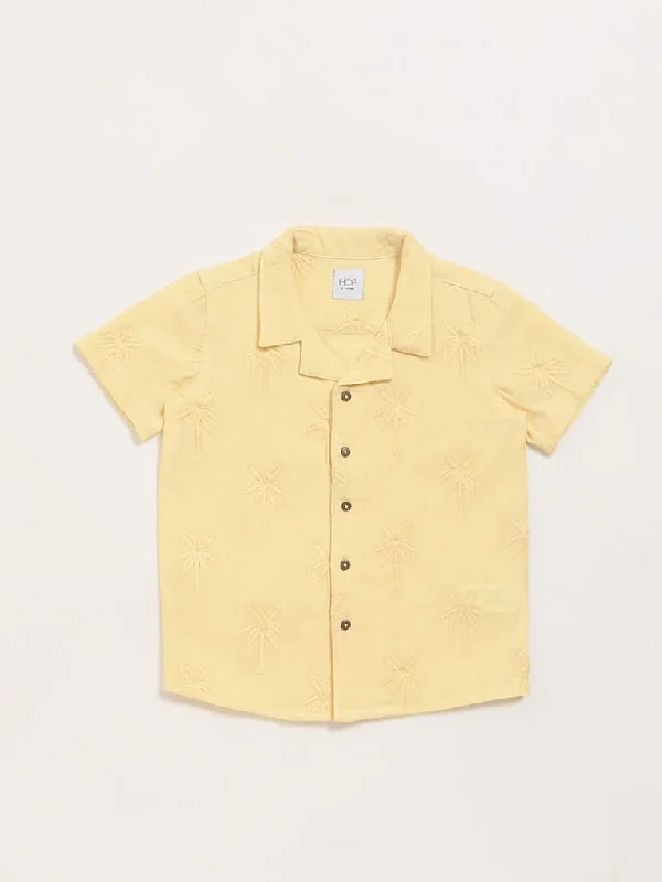 HOP Kids Yellow Patterned-Knit Resort Shirt