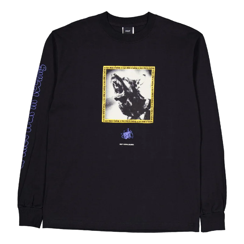 Crew Neck Women T Shirt with a Timeless DesignBeware L/s Tee Black