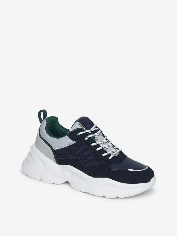 LUNA BLU Navy Tonal Lace-Up Sneakers