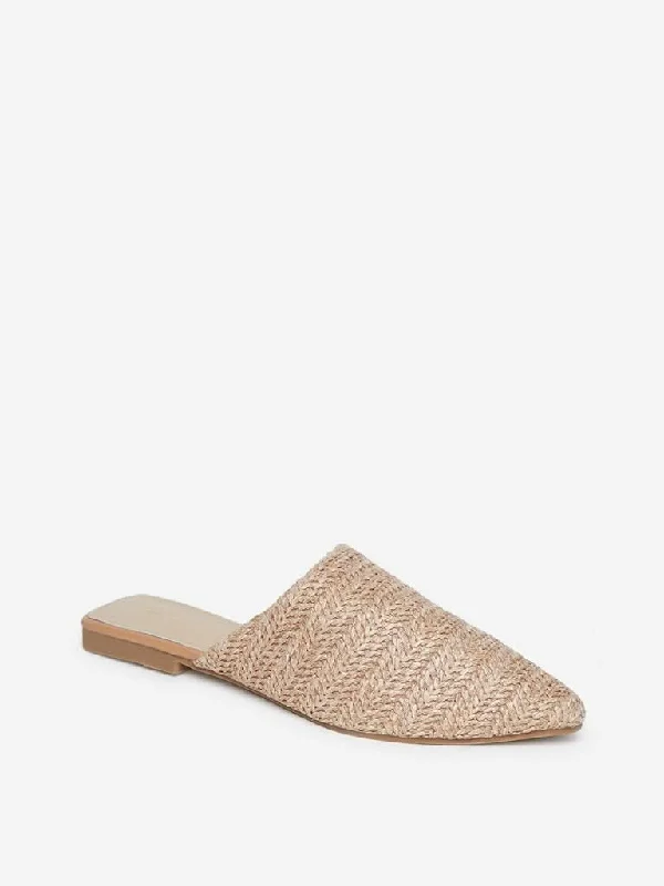 LUNA BLU Tan Woven Pattern Mules