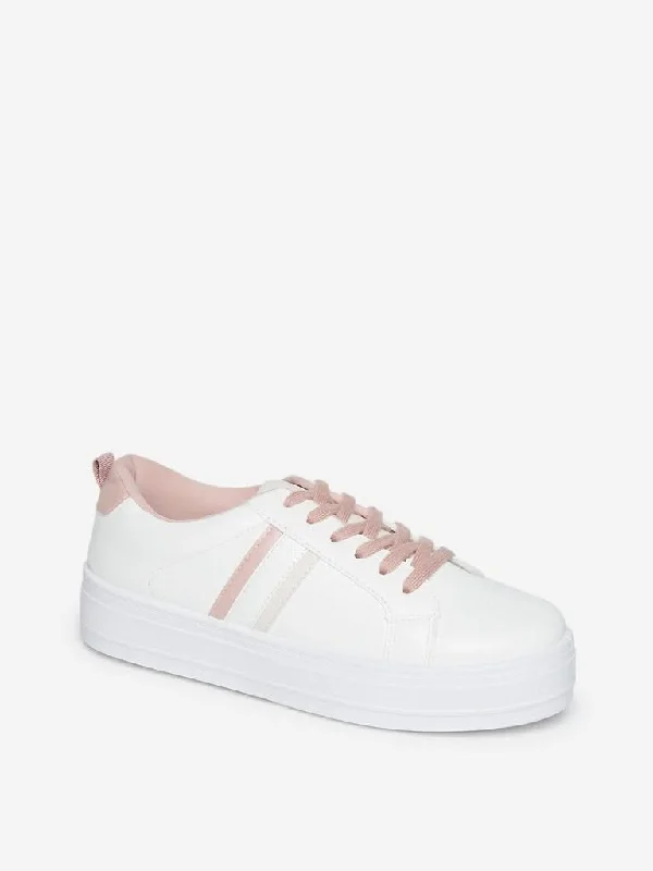 LUNA BLU White Panel Design Platform Sneakers